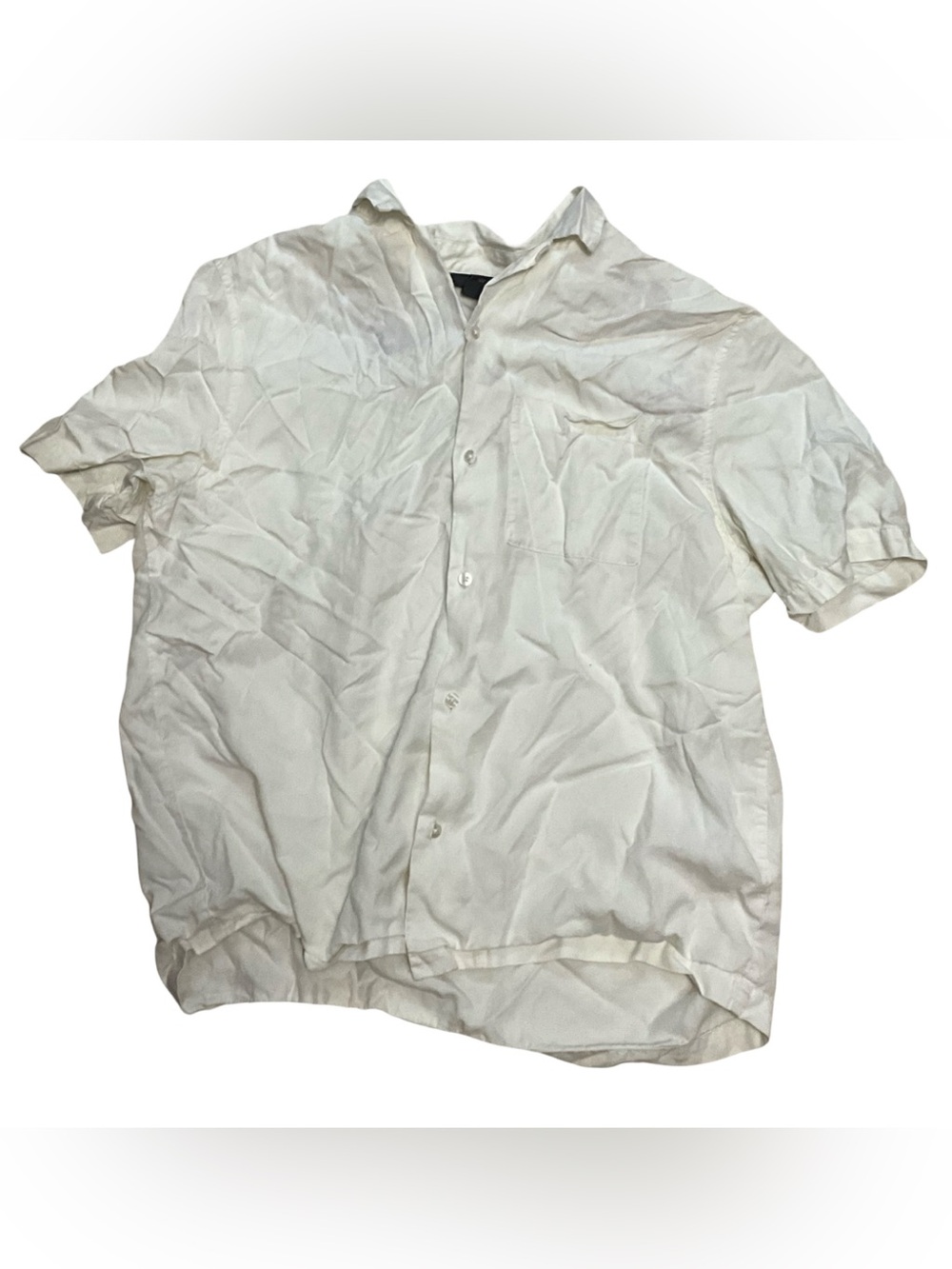 H&M Regular Fit Men’s White Short Sleeve Button Up Shirt Size Large